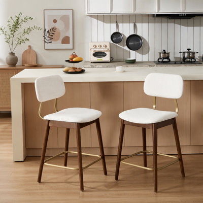 Ensemble de 2 tabourets de bar rembourrés modernes avec dossier incurvé ergonomique