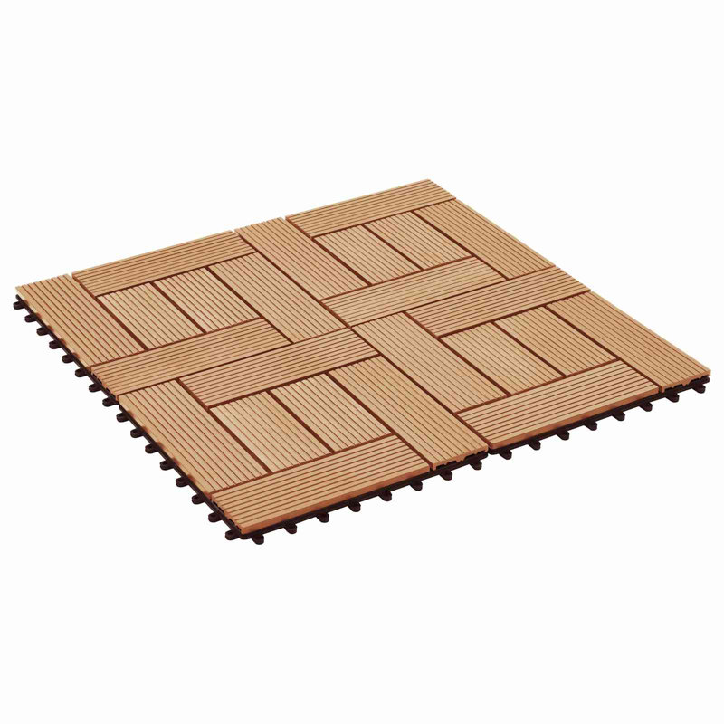 Vidaxl 11X Decking Tiles WPC Interlocking Floor Deck Tile 1 Sqm Multi Colours, Teak