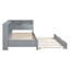 Lit de jour simple en bois avec couchette simple, tablette de rangement et ports de chargement USB, gris