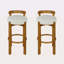 Tabouret de bar d'intérieur à dossier bas en bois, finition noyer et revêtement, ensemble de 2-118100636