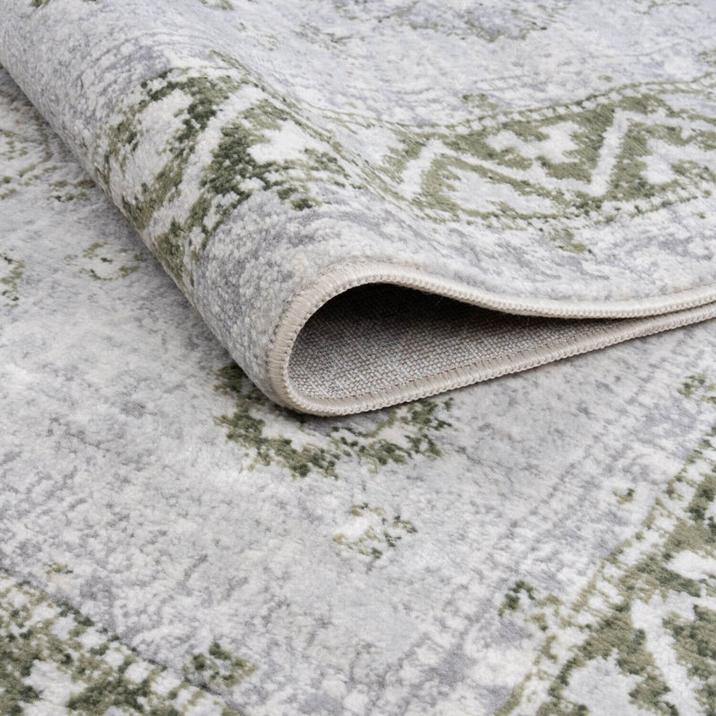 Montana Vintage Medallion Green Area Rug, 200X290 cm