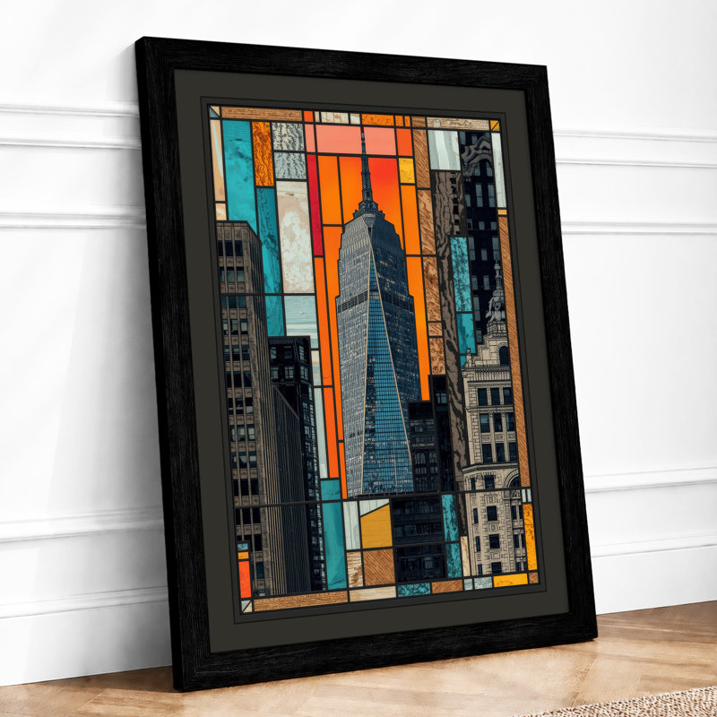 Urban Grid Modern - Framed Print, A4 - 29.7 x 21.0 cm, Black