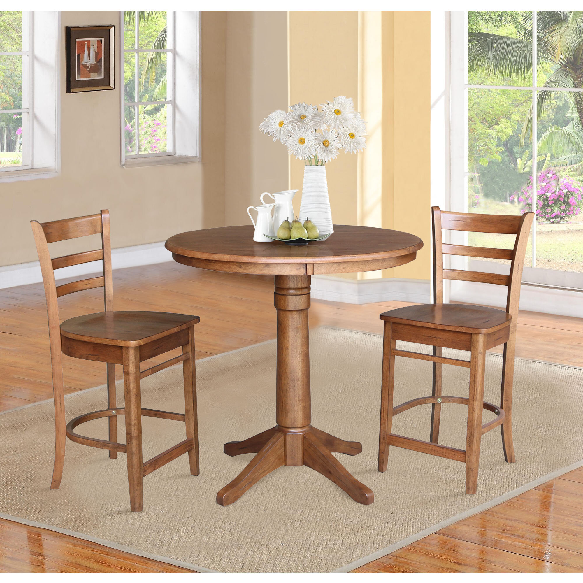 Haysi 3 piece bar height dining set sale