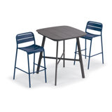 Eiland 36" Square Bar Table -Carbon And 2 Kapri Bar Chairs