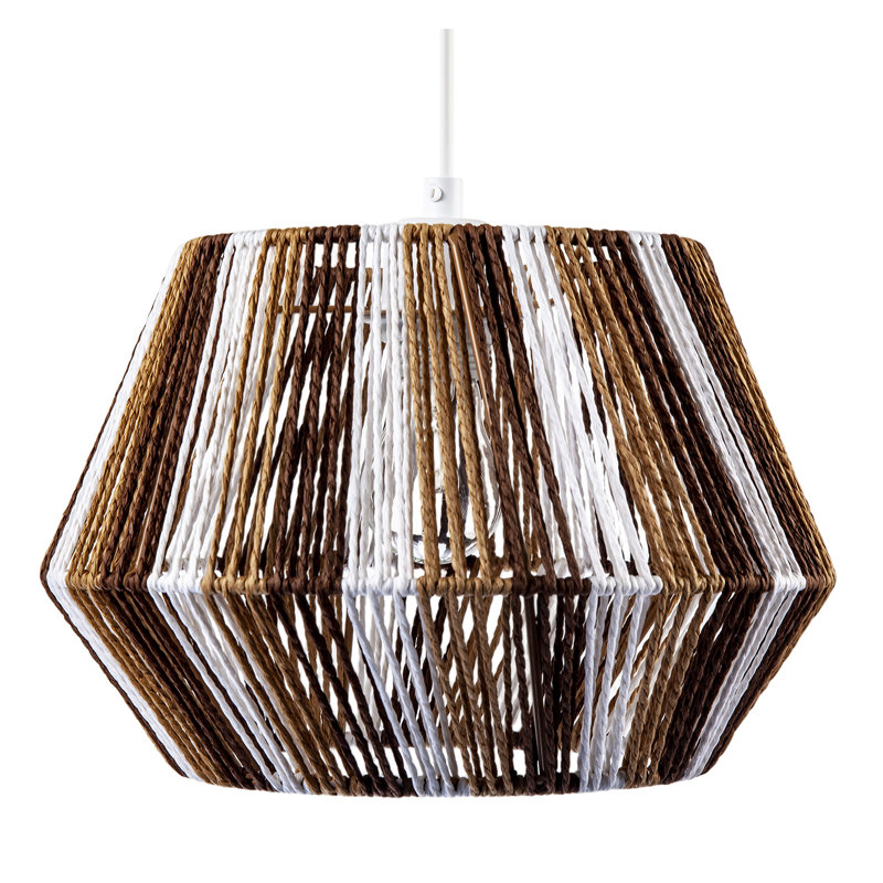 Coastal Twisted Paper Rope Pendant Shade In Brown Tones And White By 