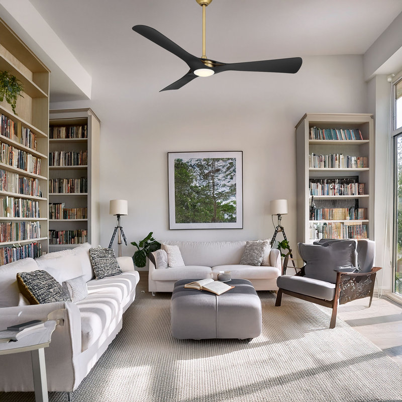 Bridge 60" Led Smart Ceiling Fan, Brass, Black
