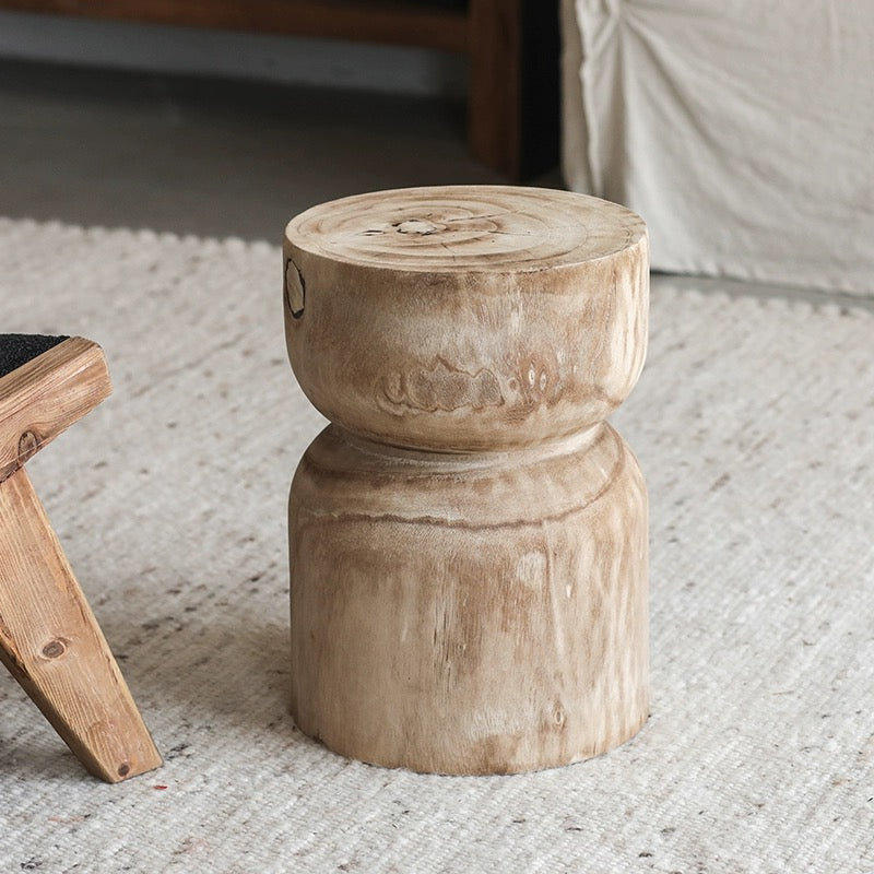 Tymara Solid Wood End Table, Beige