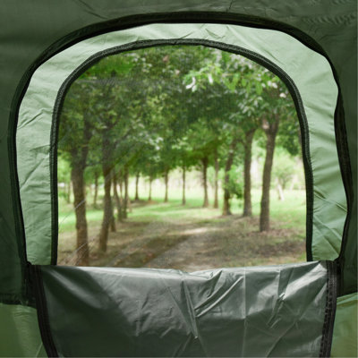 Outsunny Multifunctional Folding Camping Cots For Adults, Elevated Tent With Sleeping Bag, Thick Air Mattress Pad, Portable Single Sleeping Cot Camping Bed