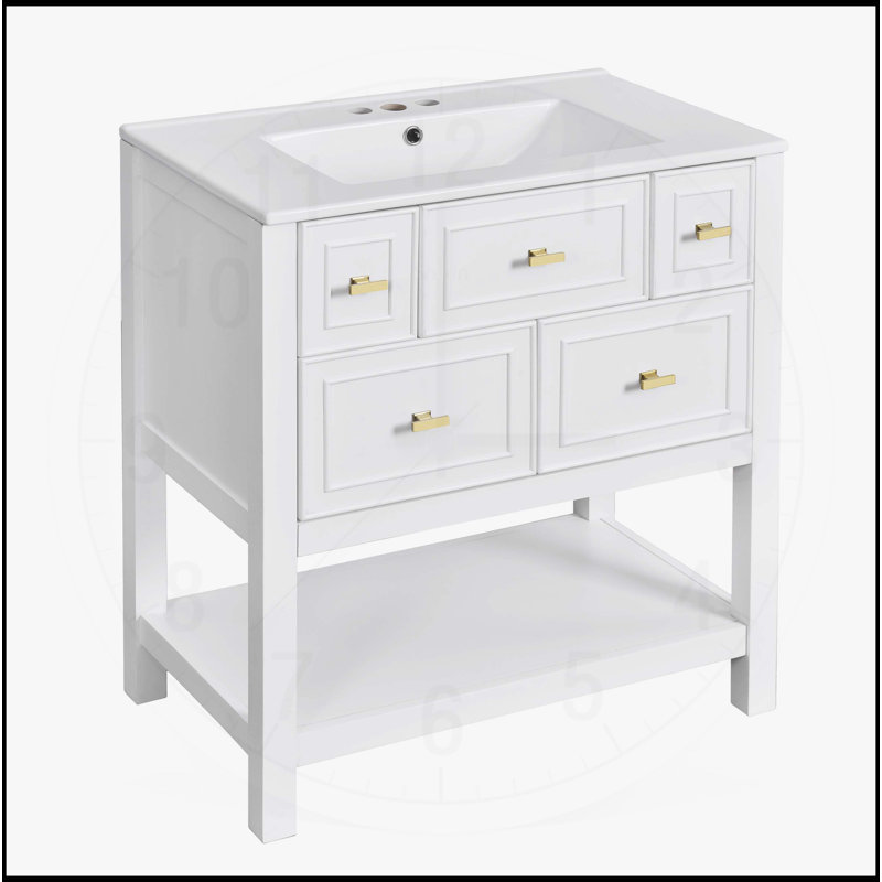 Meuble-lavabo 30 po avec lavabo en céramique, Blanc