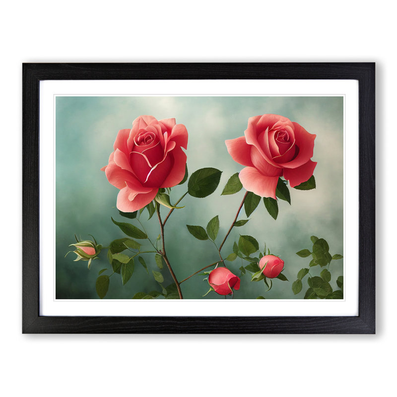 Sensational Rose Flowers - Framed Print, Black , 46cm H x 64cm W x 2cm D