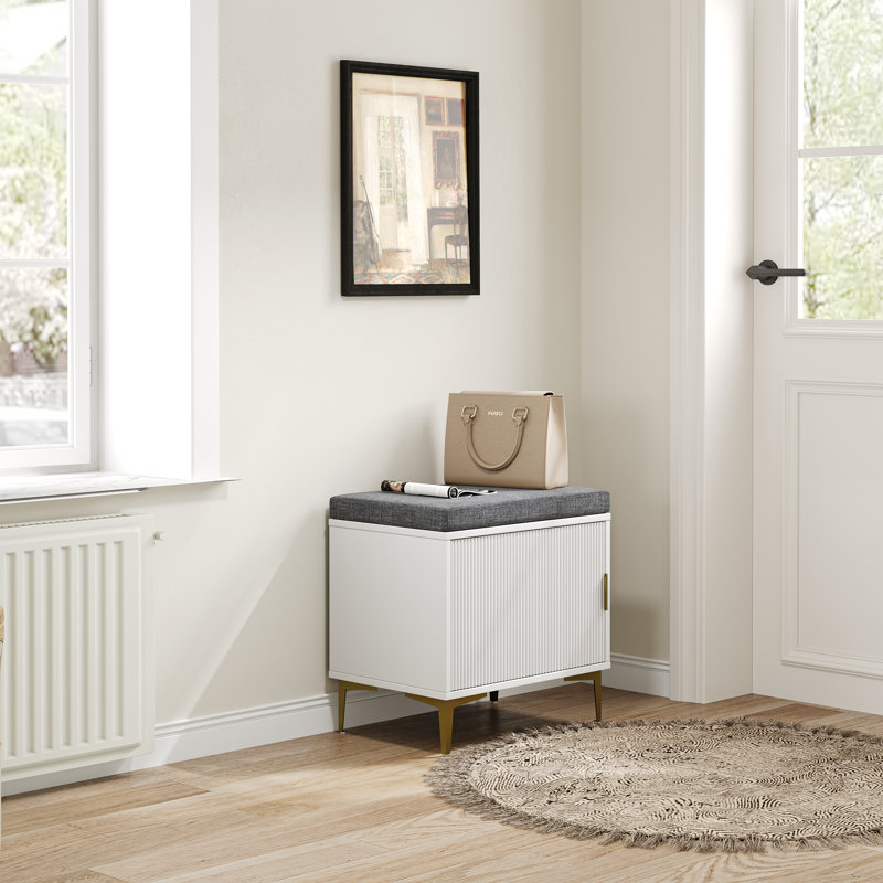 Krishelle Eisenhardt Modern End Table With Cushioned Top And Cabinet Storage