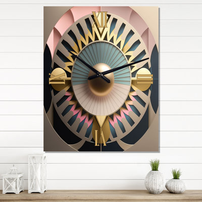 Golden Sphere Geometrics - Horloge murale abstraite moderne surdimensionnée