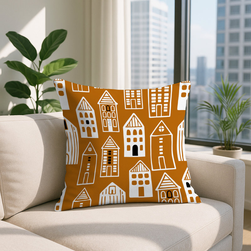 Oreiller carré réversible intérieur / extérieur Kito, Carré 15 po, Orange