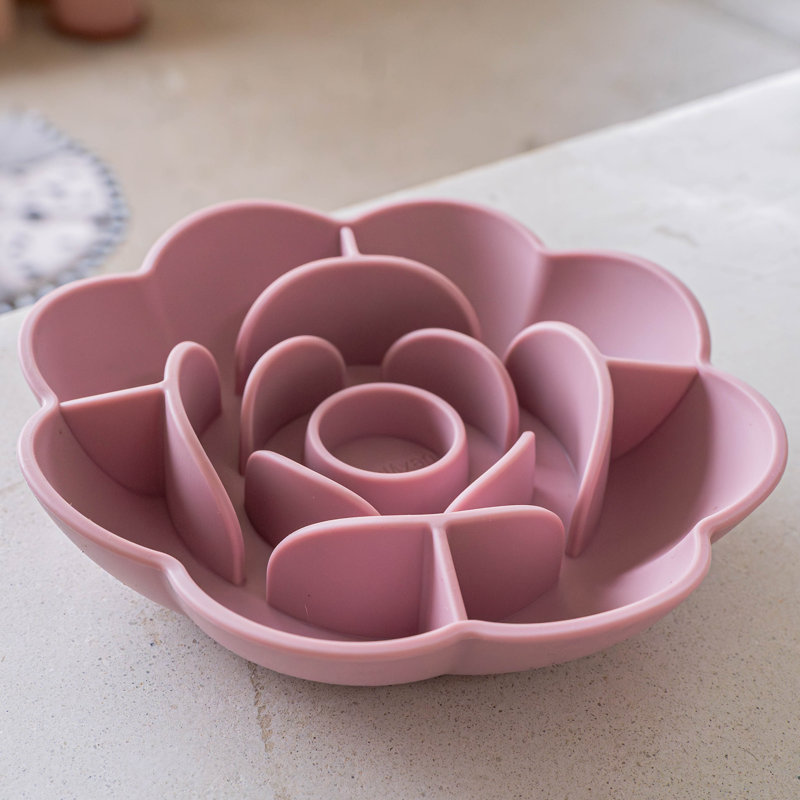 Dexypaws: Fleur lente - Accessoire repas pour chien et animal de compagnie, s'adapte à la plupart des bols de 8 po, base d'aspiration, sécuritaire et non toxique, silicone de qualité alimentaire