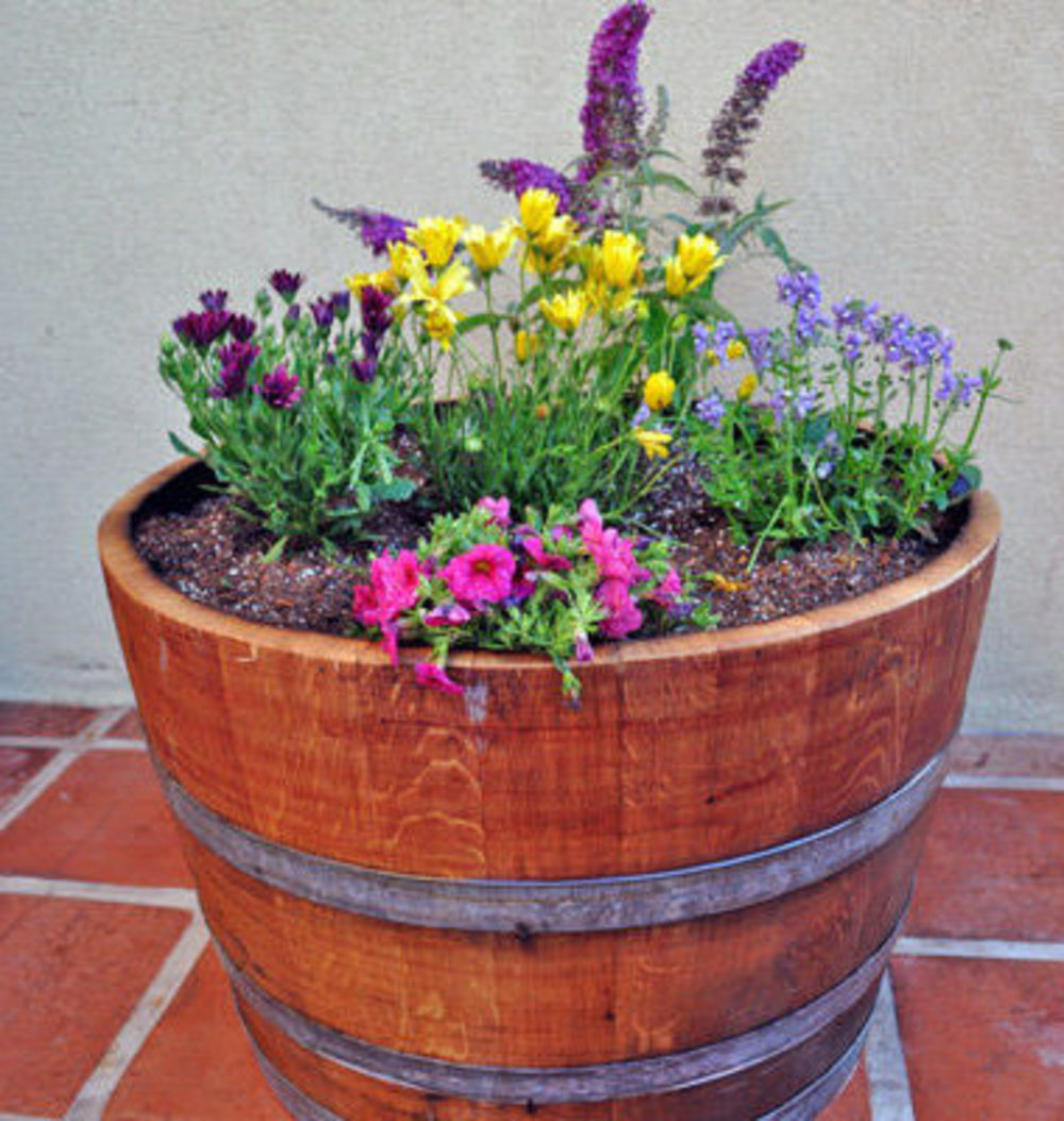 Wood Barrel Planter MGP
