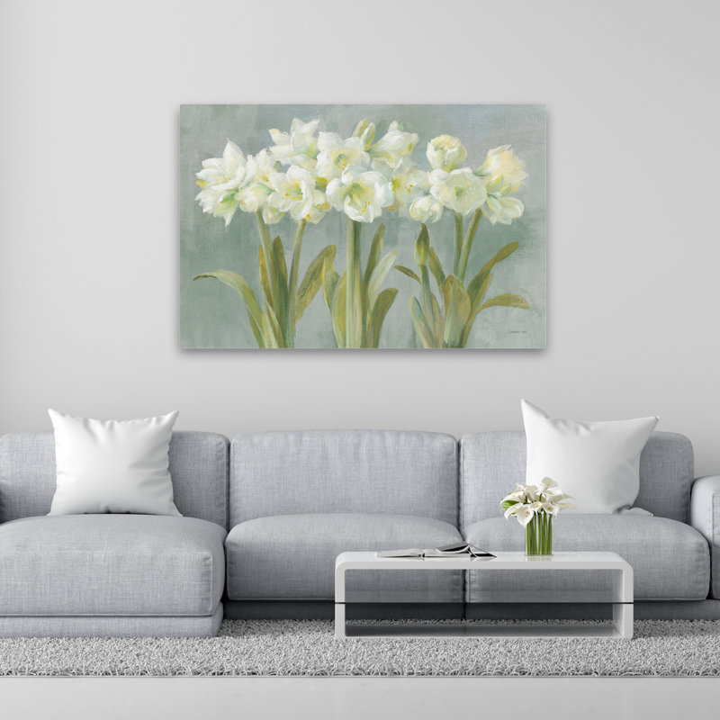 Amaryllis et art blanc bleu amaryllis, H 40 po x l 60 po