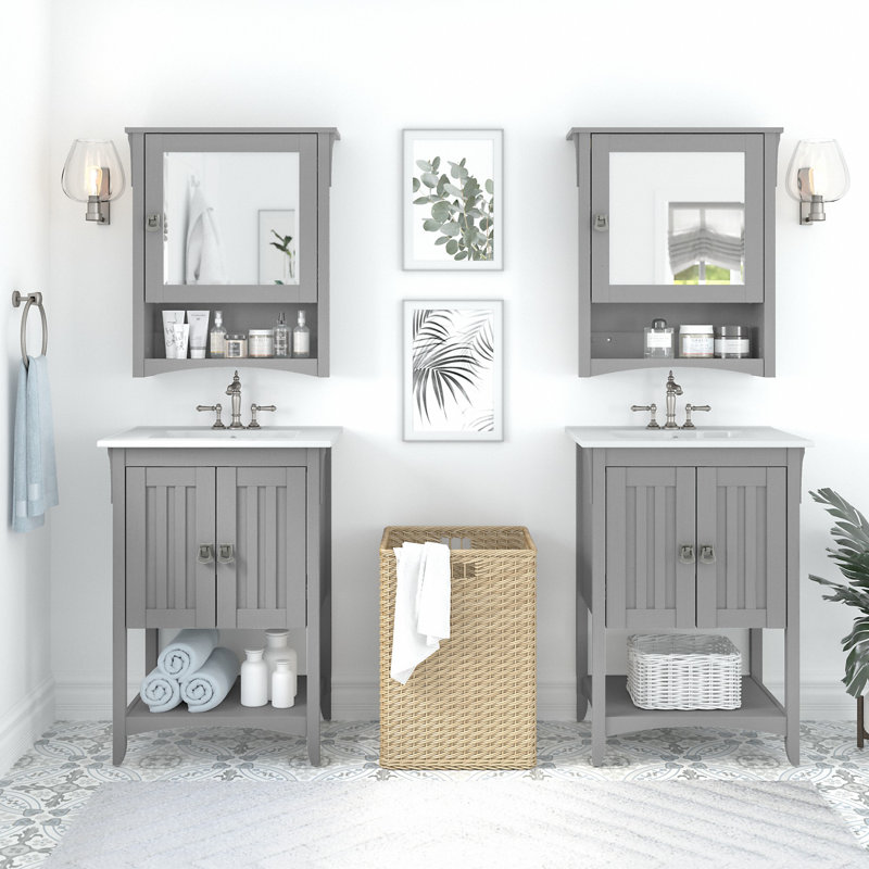 Meuble-lavabo double 24 po , Gris