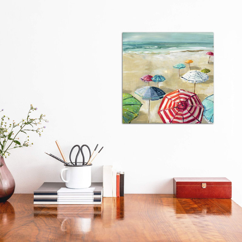 Umbrella Beach II by Carol Robinson - Painting on Canvas, 66.04 cm H x 66.04 cm W x 1.91 cm D, Wrapped Canvas