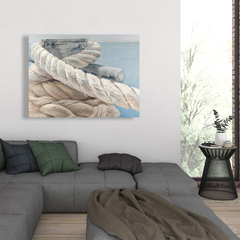 Tie-down Ropes Closeup - Bathroom Marine Canvas Decor