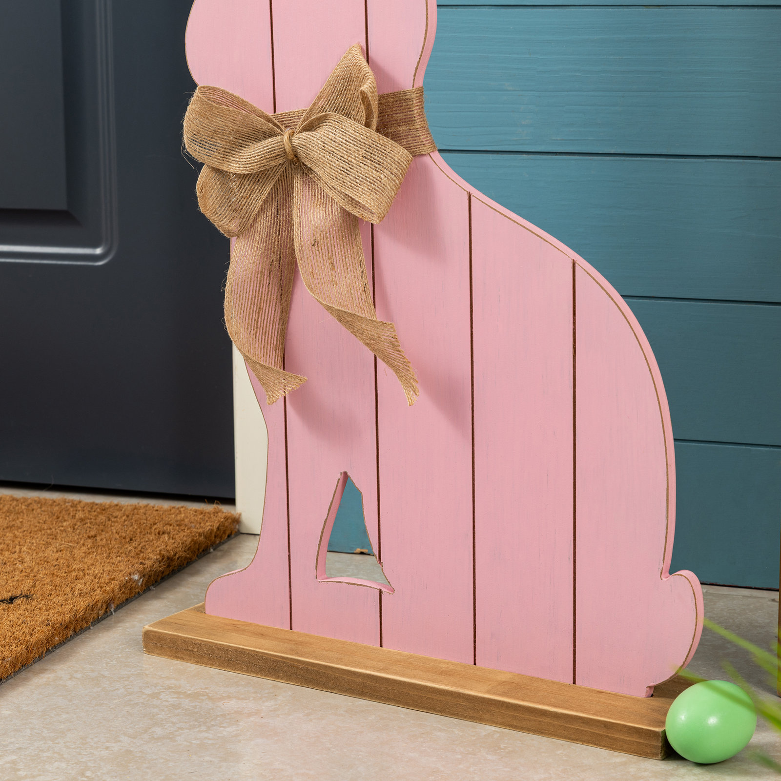 Wooden Pink Bunny Porch Decor