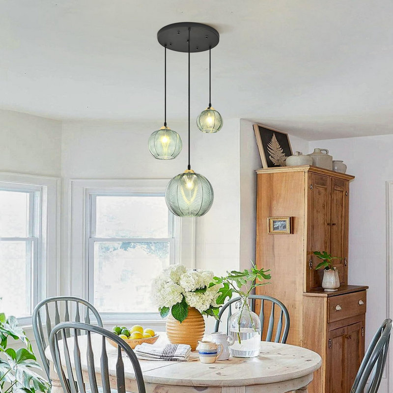Textured Ribber Glass Cluster Pendant Light