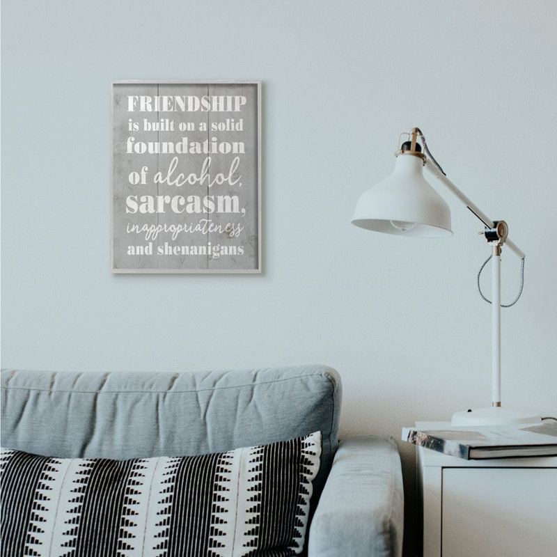 «Friendship Shenanigans Funny Family Gray Word Design», reproduction d'art textuel sur toile, H 20 po x l 16 po x P 1,5 po