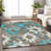 Machine Washable Indoor/Outdoor Xhevrie Teal Rug