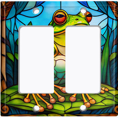 Couvercle de plaque d'interrupteur en métal; Impression de bascule GFI de taille standard US 2 bandes - grenouille en verre coloré