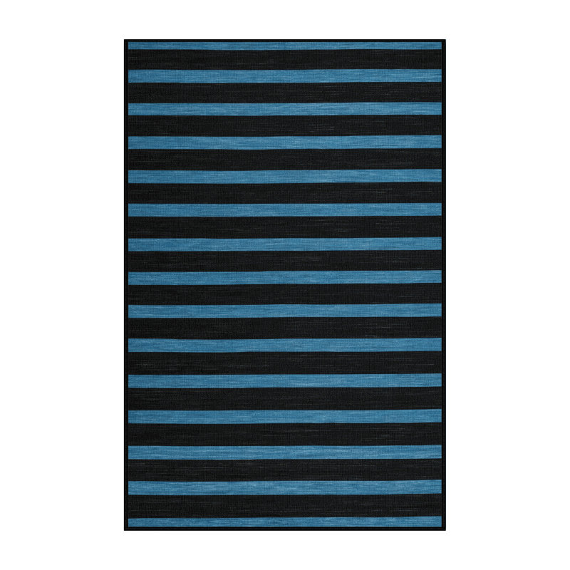 Tapis noir à rayures horizontales lavable à la machine, Tapis de couloir 2 pi x 4 pi