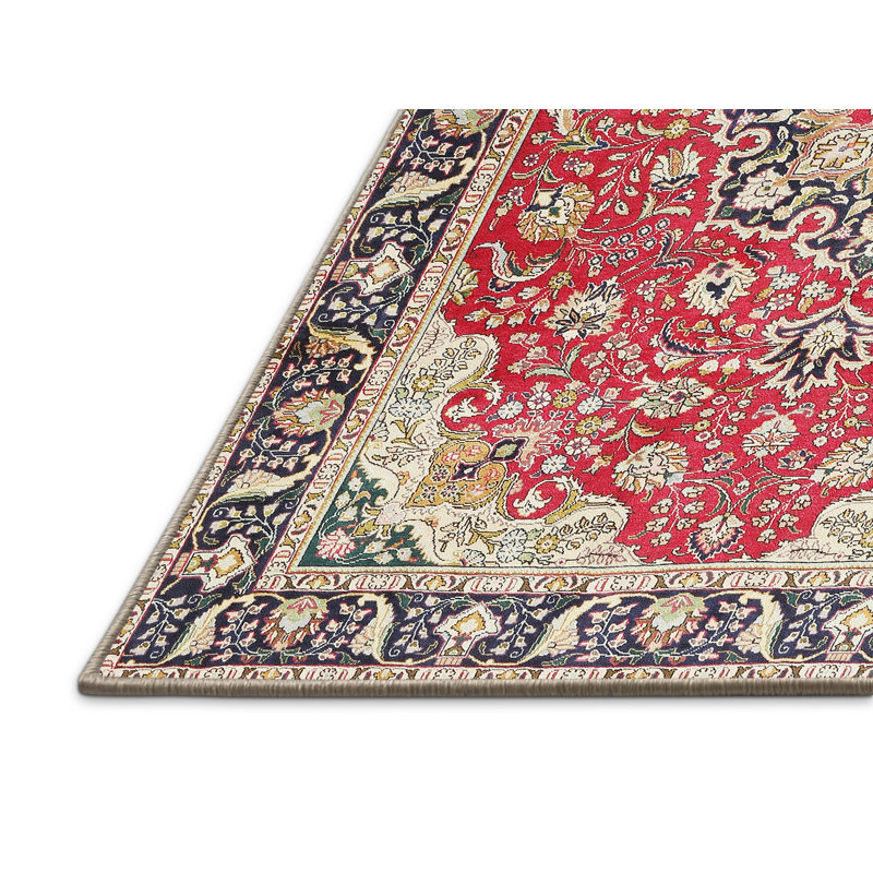 Rouge oriental/Tapis décoratif noir Matas, Rectangle 5 pi x 8 pi