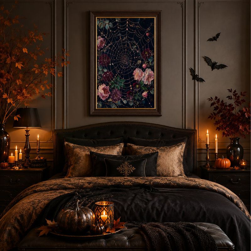 Art sur toile rose et mauve entouré de perles, H 18 po x l 12 po