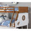 Lit superposé simple au-dessus d'un lit double de style moderne moderne avec des rails en échelle attachés et une structure de joint verrouillable pour la sécurité.-131522367