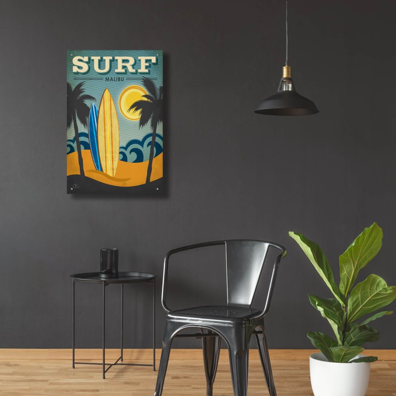  «Surf Malibu» par Renee Pulve, art mural en verre acrylique,, H 36 po x l 24 po x P 0,2 po