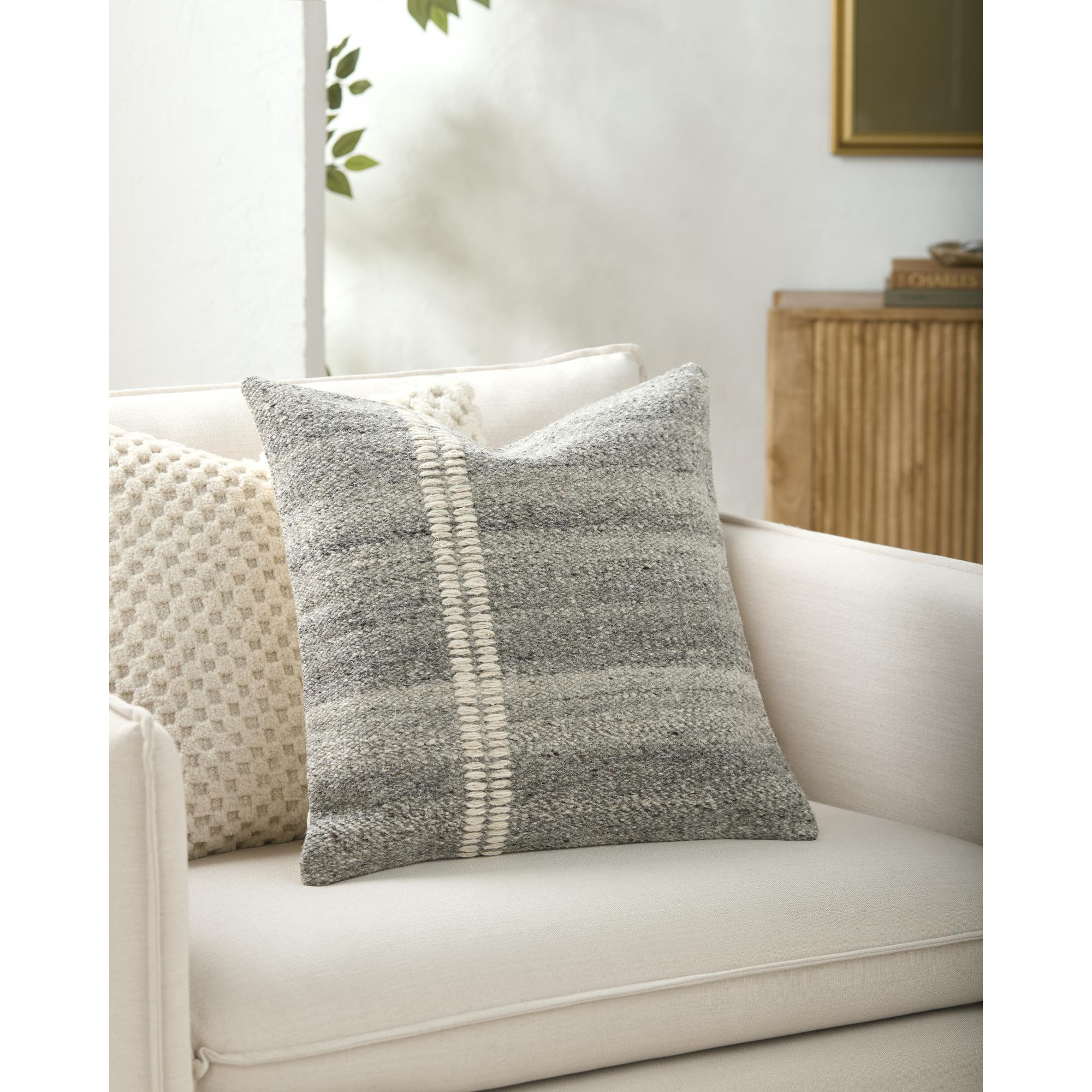 Jundah Accent Pillow, Square 18", Gray, Polyester