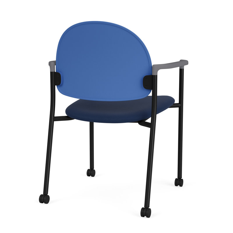 Chaise d'invité à chat avec roulettes, Noir, Encre de Modène / polyester bleu cobalt