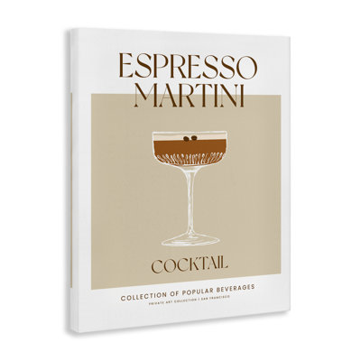 Minimal Espresso Martini Canvas Wall Art, design by Lettered and Lined