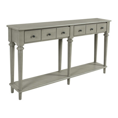 Retro Console Table with 4 Drawers and Open Shelf, perfect for Entryways, Living Rooms