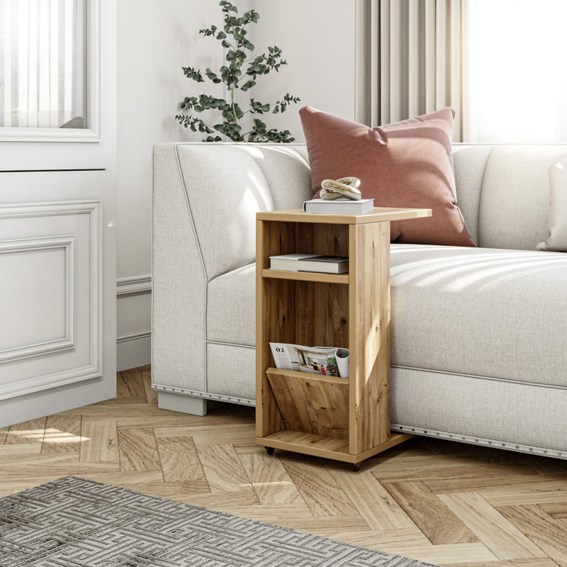 Table de bout avec rangement Davia Block, Chêne naturel