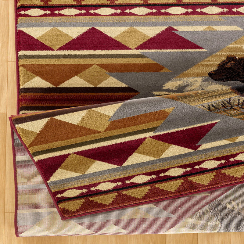 Lodge Style Style Area Rug, Rectangle 2' x 3'