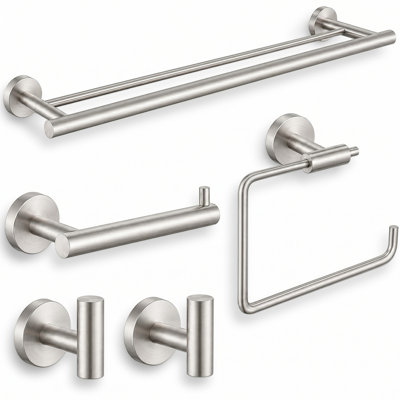 Ensemble de quincaillerie de salle de bain 5 pièces avec porte-serviettes de toilette double et porte-serviettes 