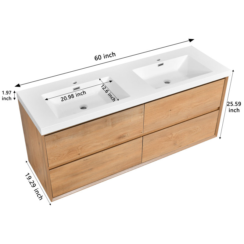 Ensemble de meuble-lavabo double 60 po avec comptoir blanc 60 po