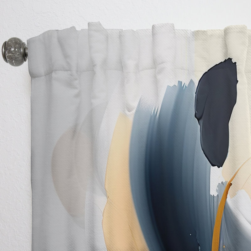 Glenboro - Abstract Flower Painting - Modern Velvet Curtain - Room Darkening - 1 panel, 52" W x 63" L