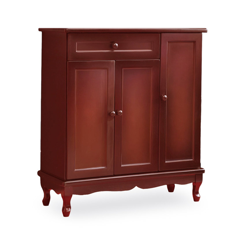 Banc de rangement en bois manufacturé Red Coffe, Café rouge