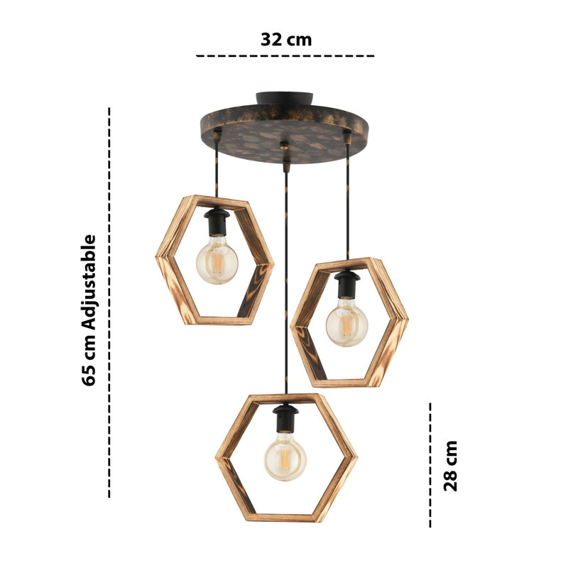 Lustre, Rétro, Naturel, Trois lumières