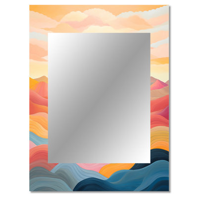 Bold Sunset Mountain Horizon - Sunset Wall Mirror, Pink Decorative Mirror, Printed Metal Art