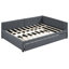 Lit de jour double avec lit gigogne et lin gris, sans sommier tapissier, conception classique pour un soutien généreux-791894444