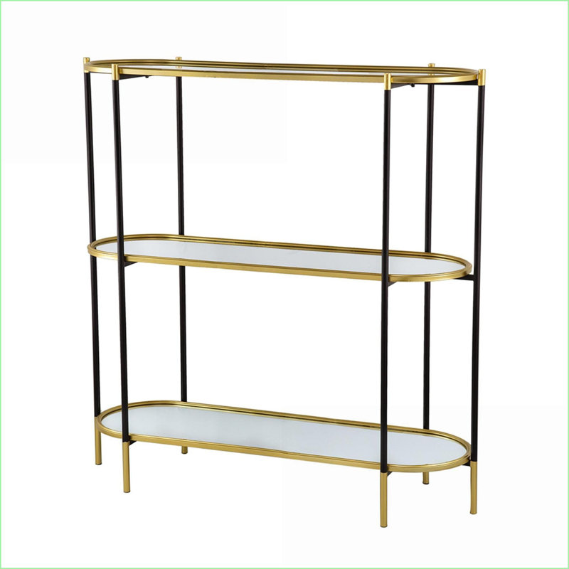 Table basse en métal noir à miroir à 3 niveaux - Luxe moderne et chic pour le rangement dans le salon Affichage