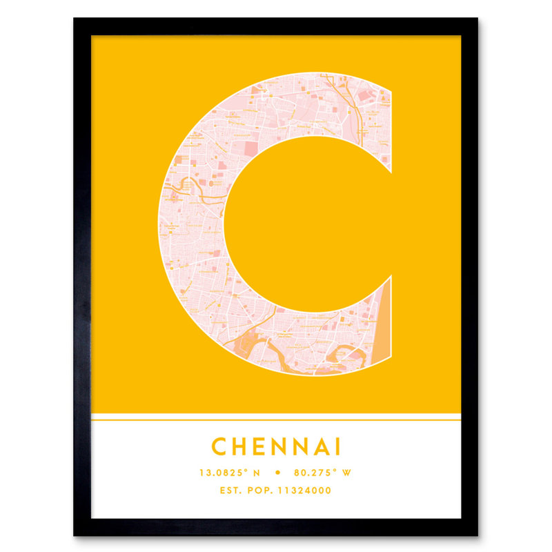 Chennai India City - Single Picture Frame Typography