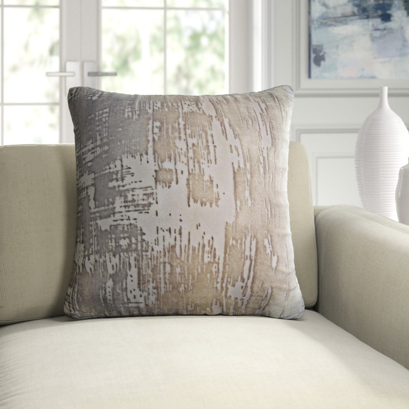 Brush Stroke Square Pillow Cover & Insert, 26"H x 26"W, White