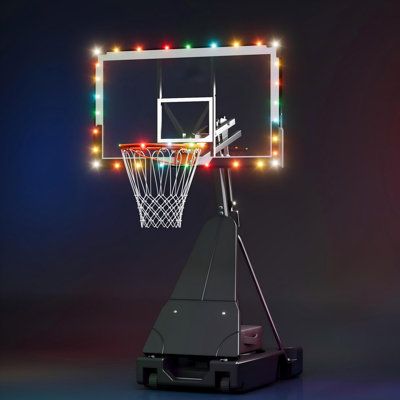 Basketball Hoop Outdoor With 54 Inch Shatterproof Backboard, 5.25-10ft Height Portable Basketball Goal Outdoor With Sandbag (54inch Led)